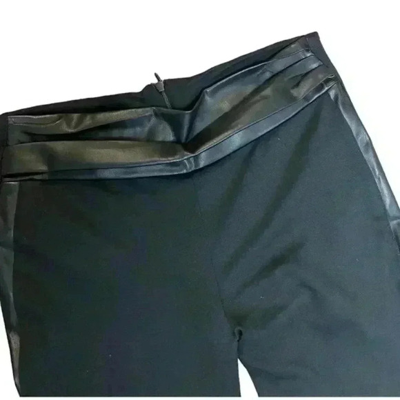 Rinascimento‎ Legging Trousers Faux Leather Waist Trim on Legs Black Size Medium - Picture 2 of 7
